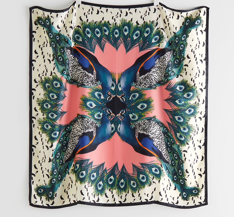 Smukt påfulg tørklæde til damer