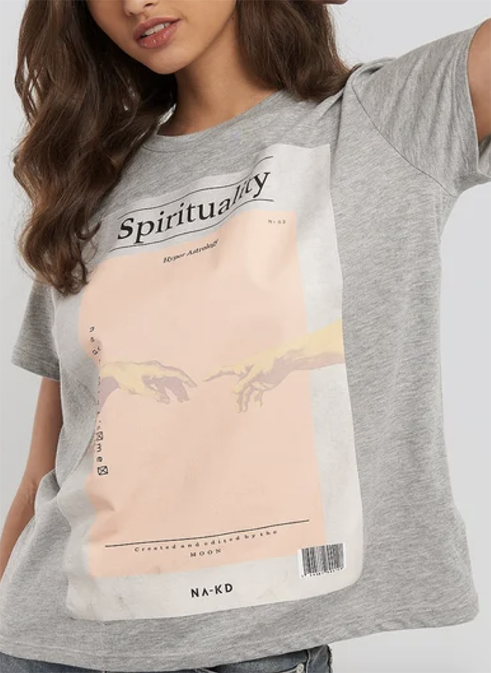 Skøn grå oversized t-shirt med print