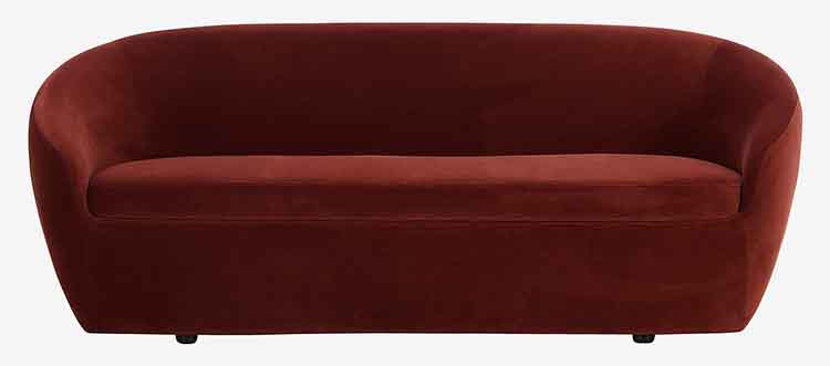 Mørkerød sofa i velour