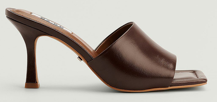 Smukke brune slip-in sandaler med hæl