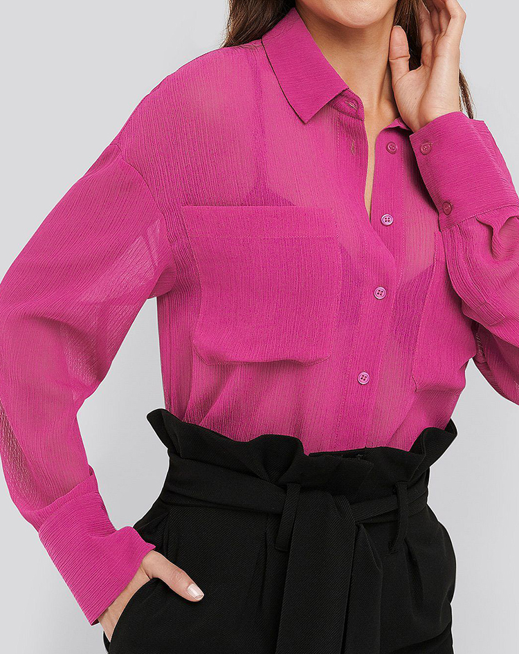 Klassisk gennemsigtig skjorte bluse til kvinder