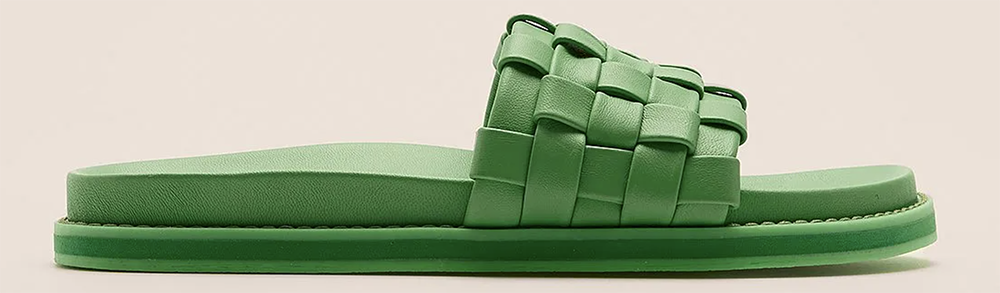 Grønne læder slip on sko med vævet strop