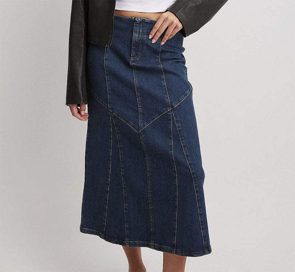 Denim Nederdel med Asymmetrisk Designen