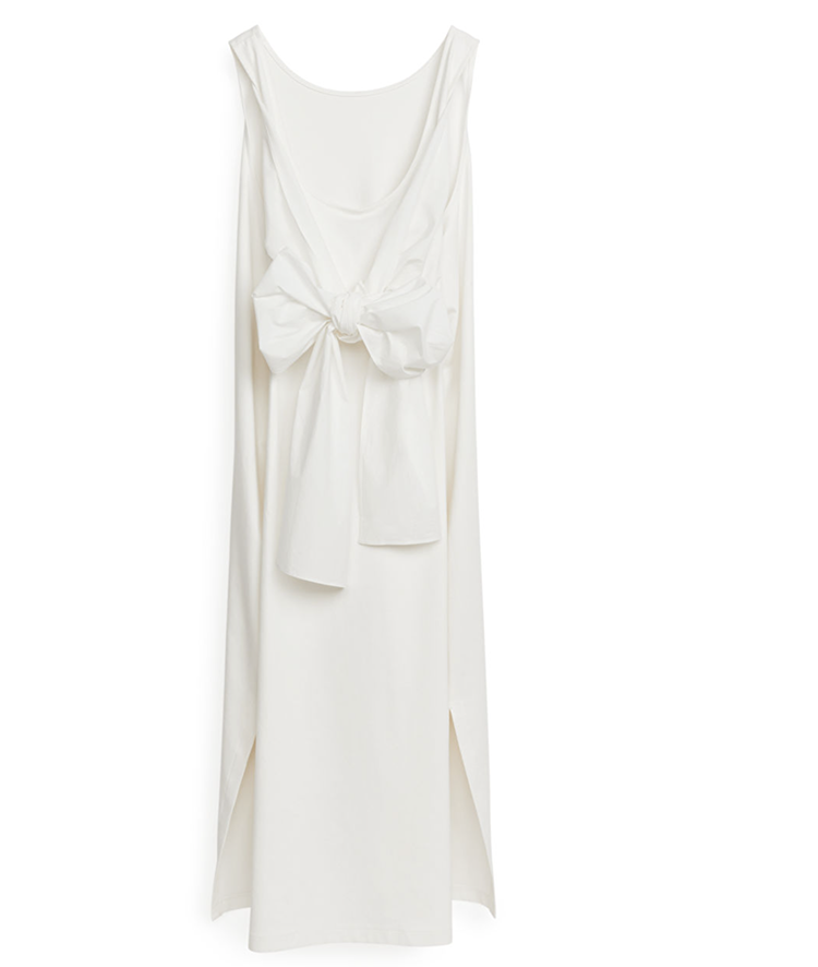 Lang Sommerkjole med ryg Sløjfe og Høj Slids