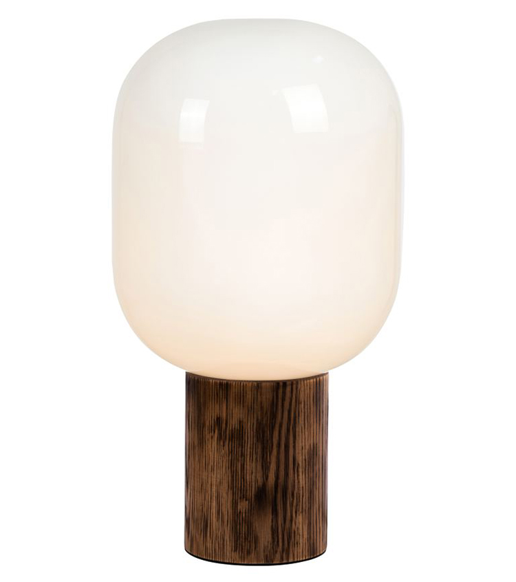 Flot Skandinavisk Trælampe med Hvid Glasskærm