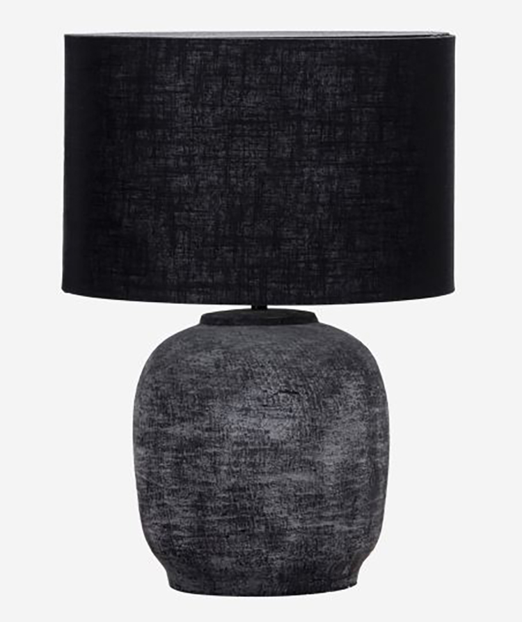 Flot Mørk Bordlampe i Tekstureret Design