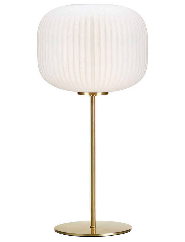 Glamourøs Stribet Glasbordlampe