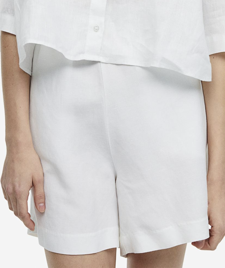 Minimalistiske Hvide Linned Shorts