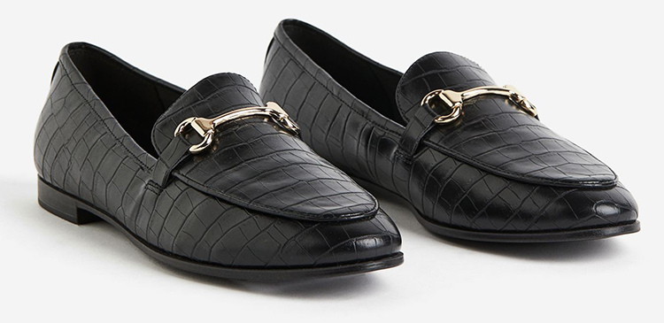 Sorte Loafers i Krokodille-look for den Moderne Dame