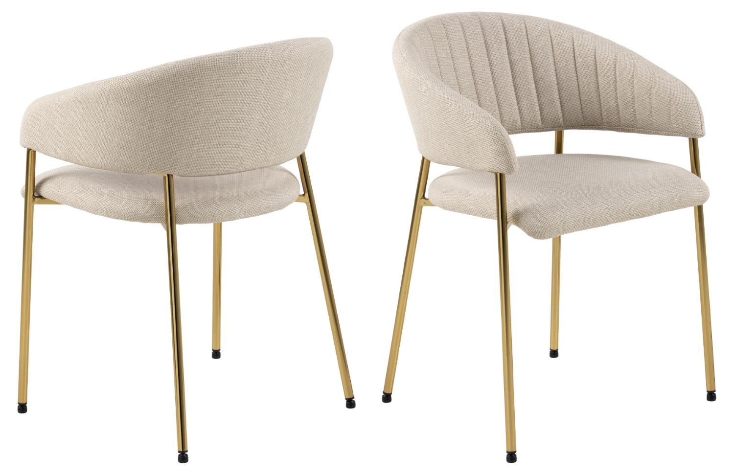 ACT Nordic Ann spisebordsstol i beige polyester og gylden krom