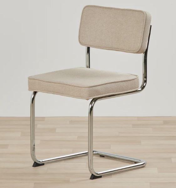 Rupert spisebordsstol i sand polyester og krom