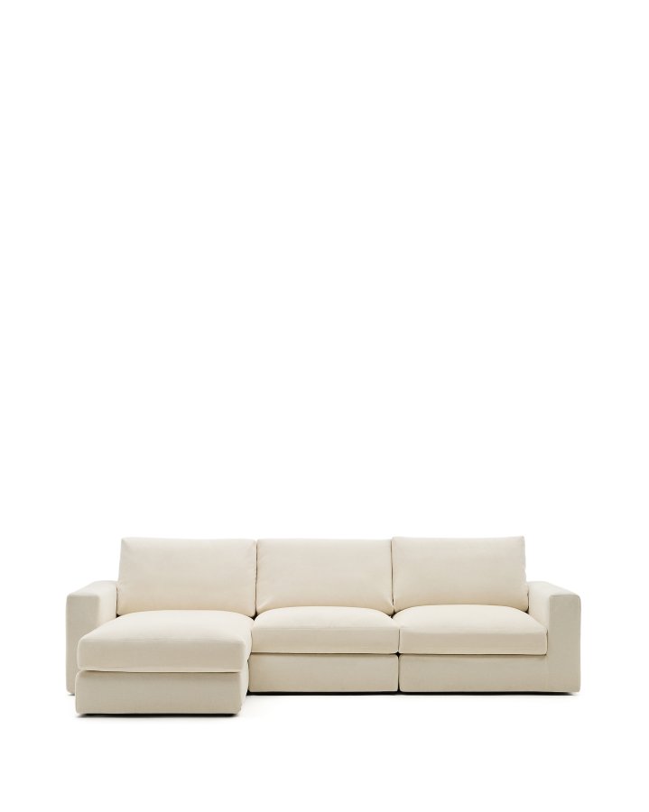 Kave Home Alea modulsofa med chaiselong i ecru chenille