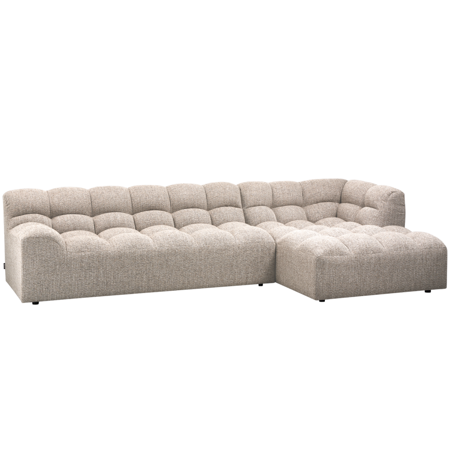 WOOOD Allure sofa med chaiselong i v&aelig;vet naturmeleret stof