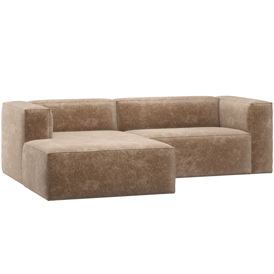 WOOOD Bean sofa med chaiselong i chenille-velour taupe