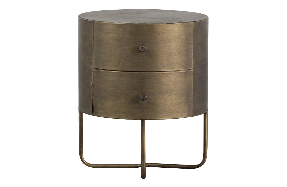 WOOOD Collection rund messingkommode med to skuffer