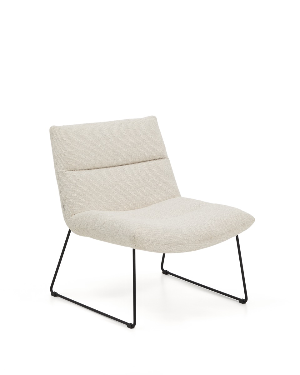 KAVE HOME Asen lænestol i beige chenille og sort stål