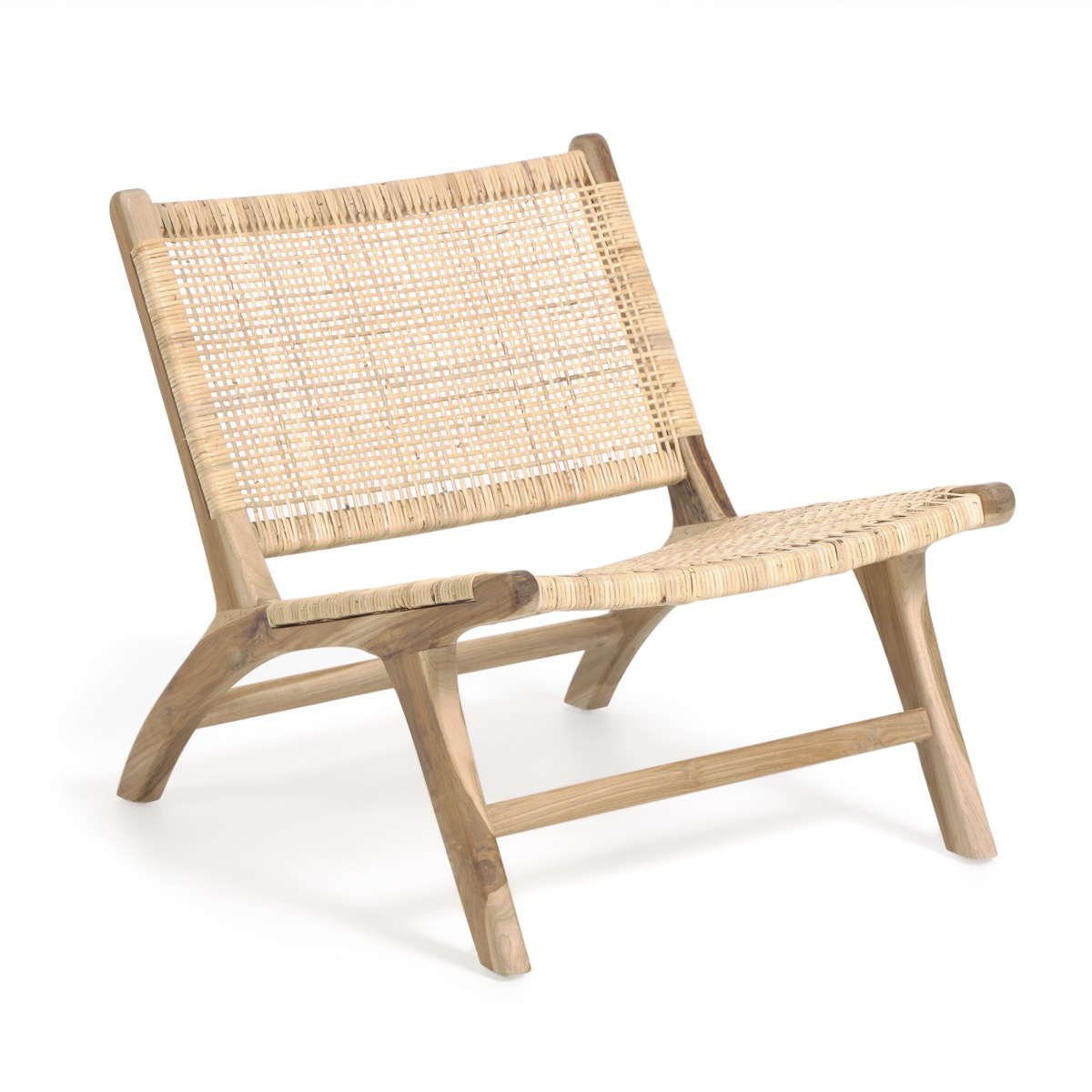 KAVE HOME Beida lænestol i natur rattan og teaktræ
