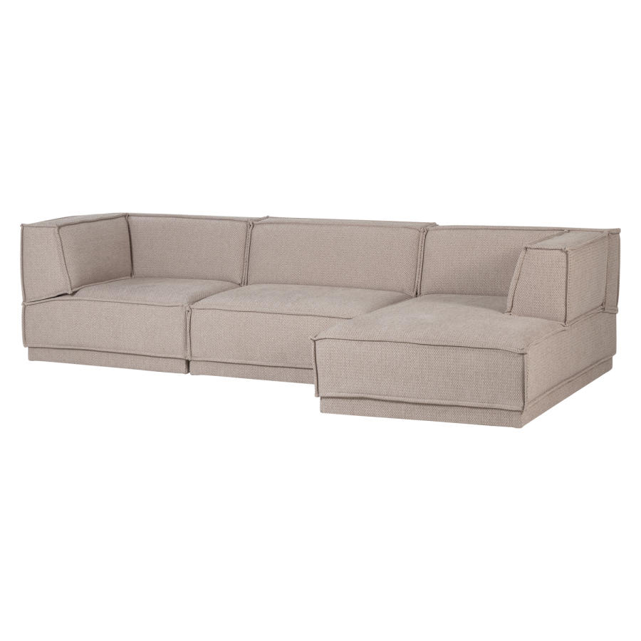WOOOD Manu sofa med chaiselong i natur chenille