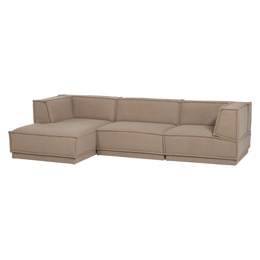 WOOOD Manu sofa med chaiselong i taupe bamsestof