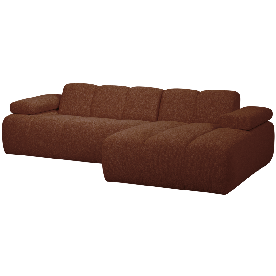 WOOOD Mojo sofa med chaiselong i rustbrun boucl&eacute;