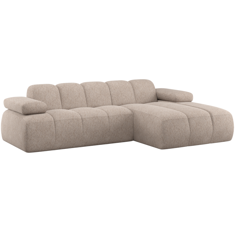 WOOOD Mojo sofa med chaiselong i uld m&oslash;rk sand
