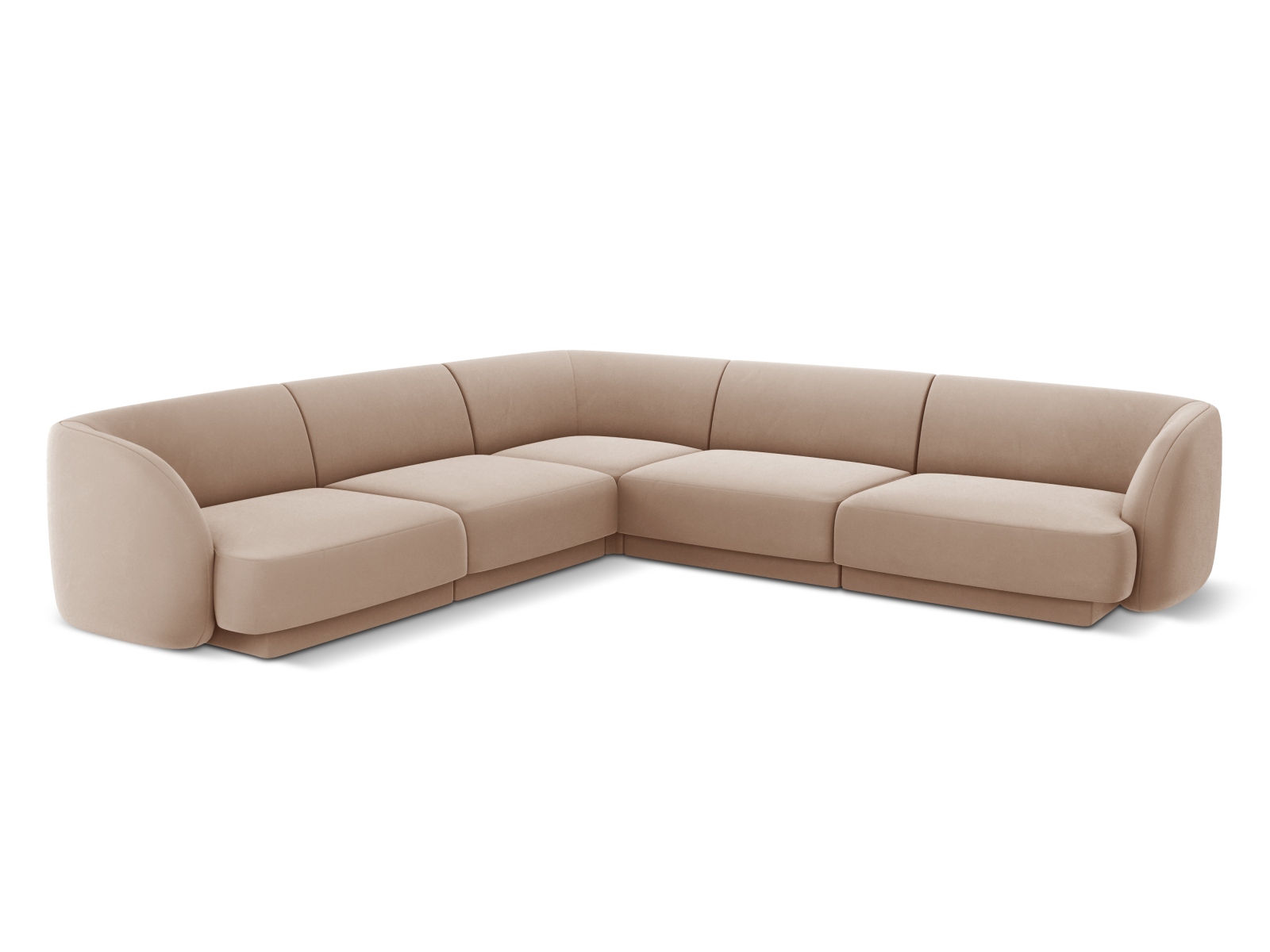 MICADONI Miley Symmetrical hjørnesofa 5-sæder i brun fløjl