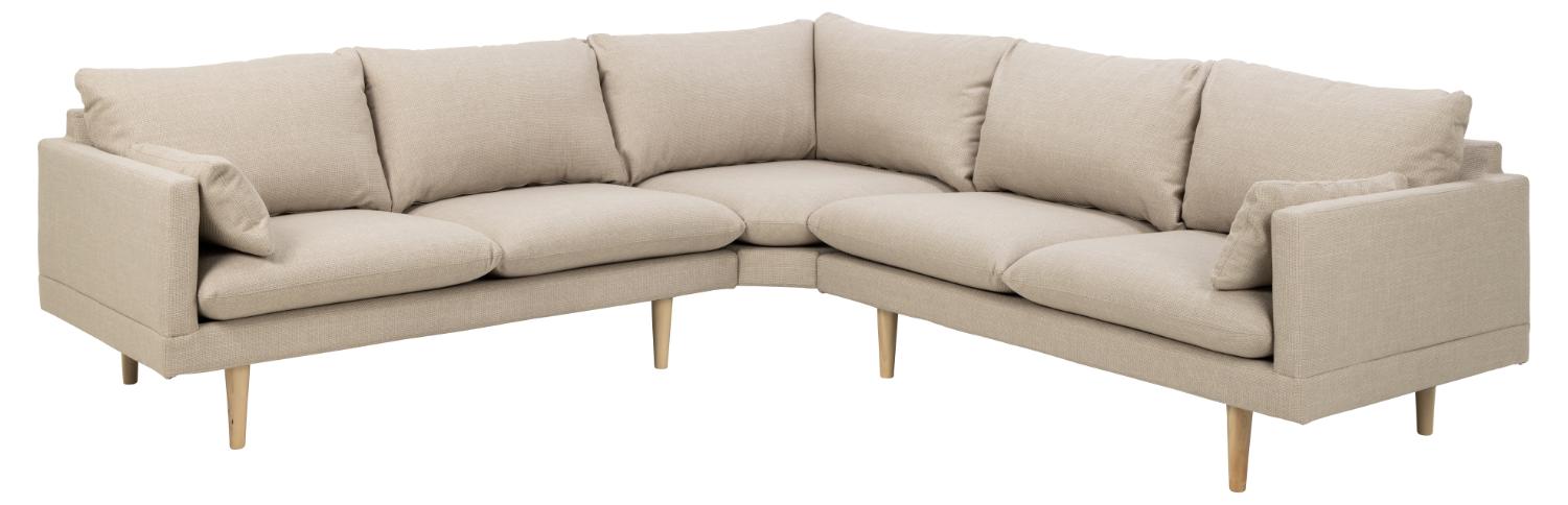 SOFAKONCEPT Cozy hjørnesofa i beige stof og natur bøg