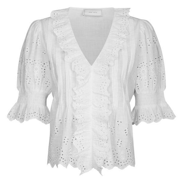 Hvid bomuldsbluse med broderi fra Neo Noir