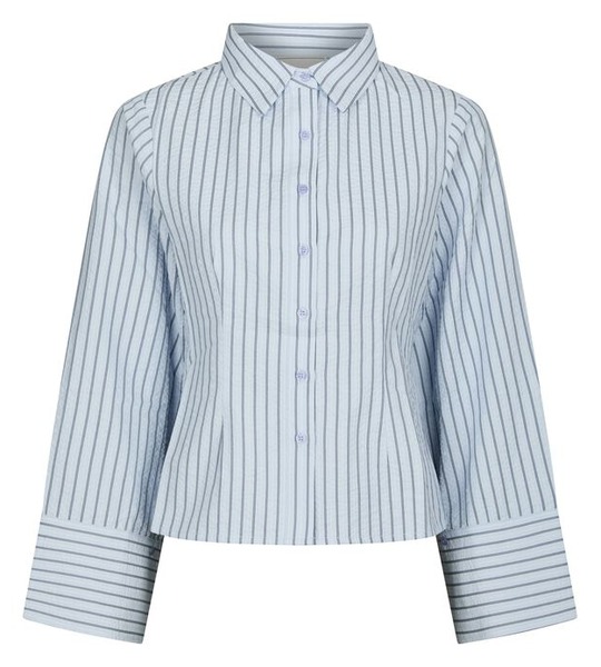 Lyseblå stribet skjortebluse fra Neo Noir