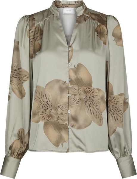 Støvet grøn blomstret bluse fra Neo Noir