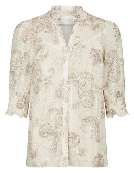Sandfarvet paisleybluse fra Neo Noir