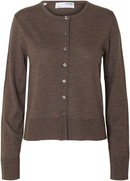 Brun SLFTHEA cardigan i merinould fra Selected