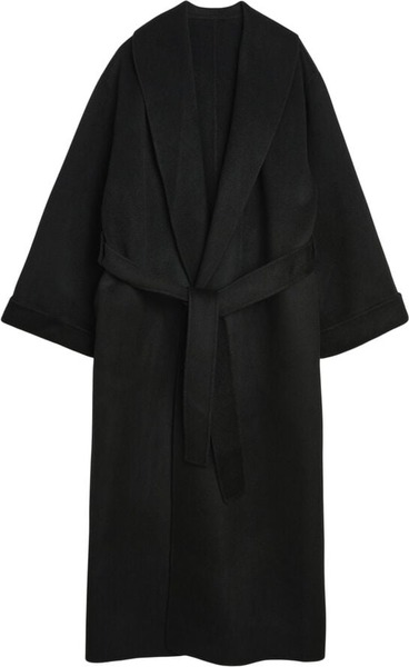 Lang sort uldfrakke i ren uld fra By Malene Birger