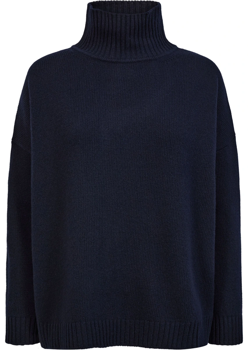 Navy uldstrik med bred rullekrave fra Weekend Max Mara