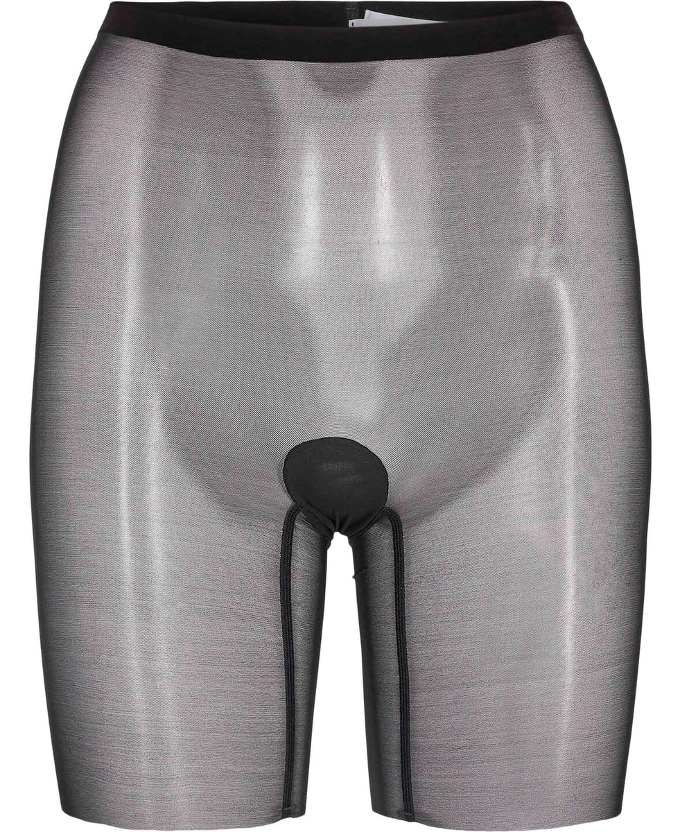 Sorte Wolford Tulle Control Shorts med høj talje og lårben