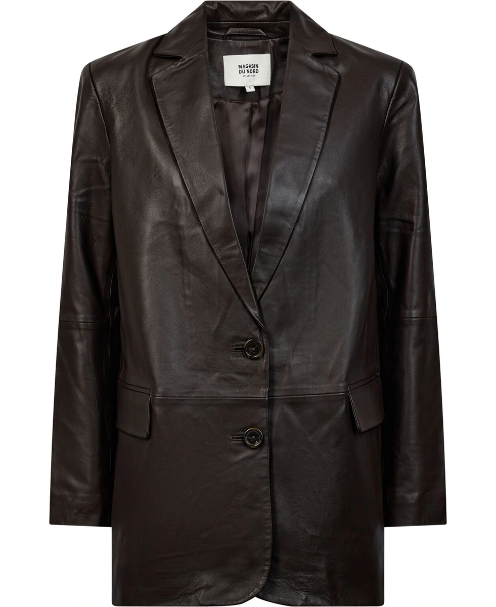 Mørkebrun blazer i lammeskind fra Magasin du Nord Collection