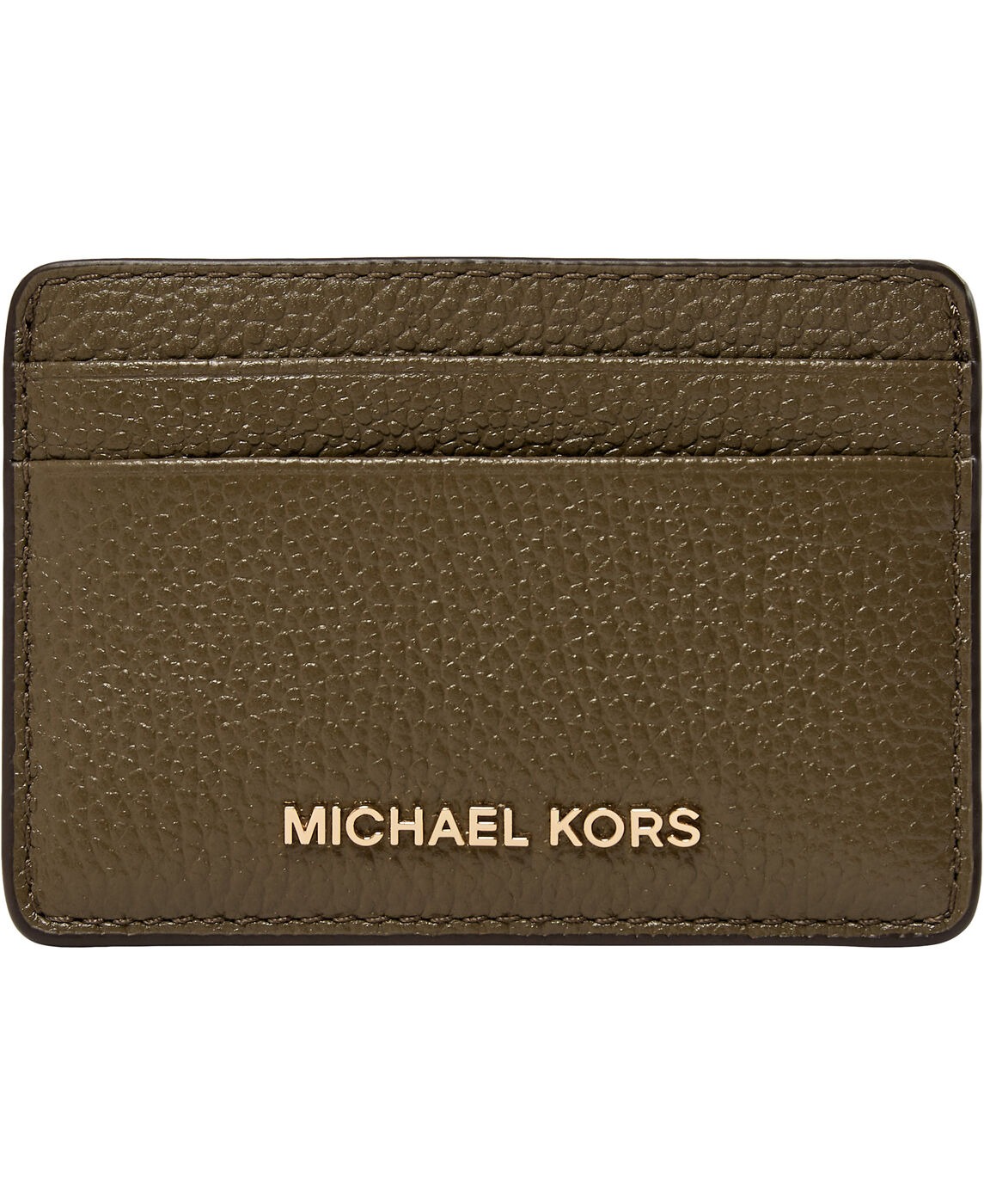 Slank grøn læderkortholder med fire kortspor fra Michael Kors