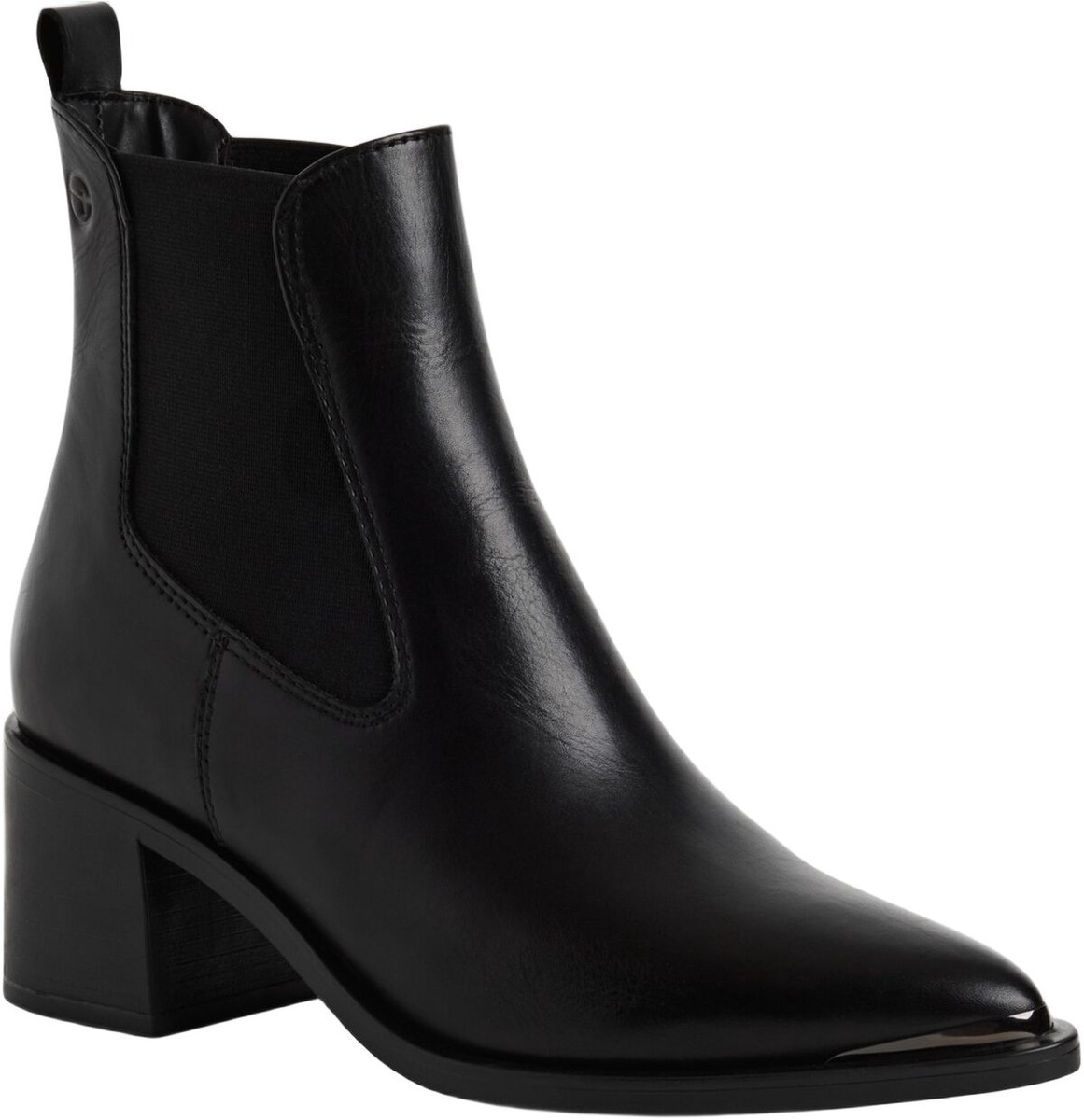 Sort Tamaris 1-25301-45 Chelsea boot med spids tå og blokhæl