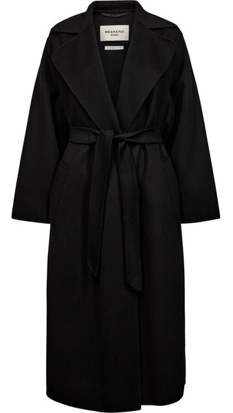 Sort åben wrap-uldfrakke fra Weekend Max Mara