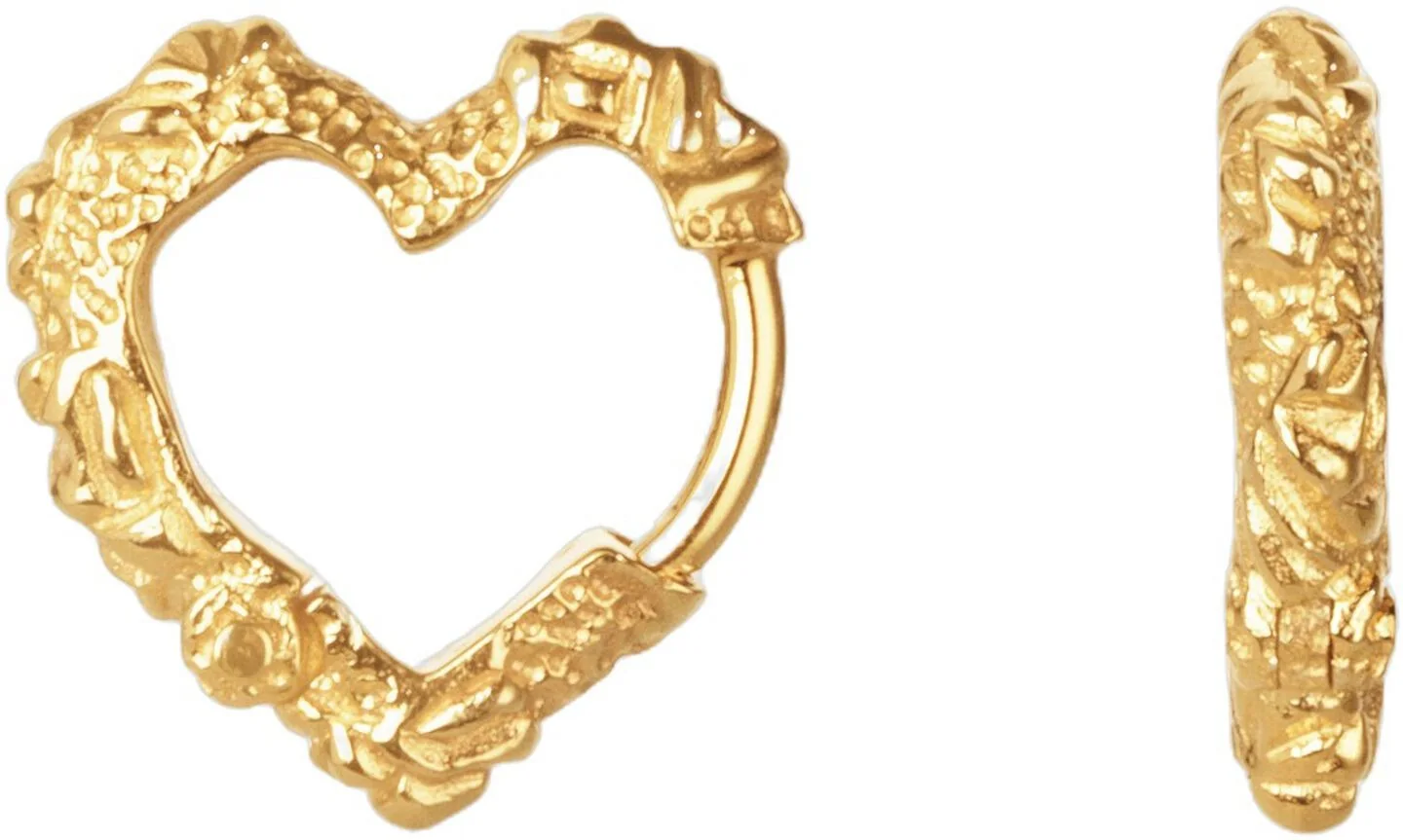 Små guldfarvede Camille Brinch Mini Heart Crush Hoops