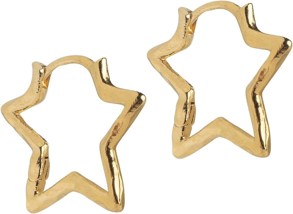 Forgyldte ENAMEL Copenhagen Organic Star Medium hoops