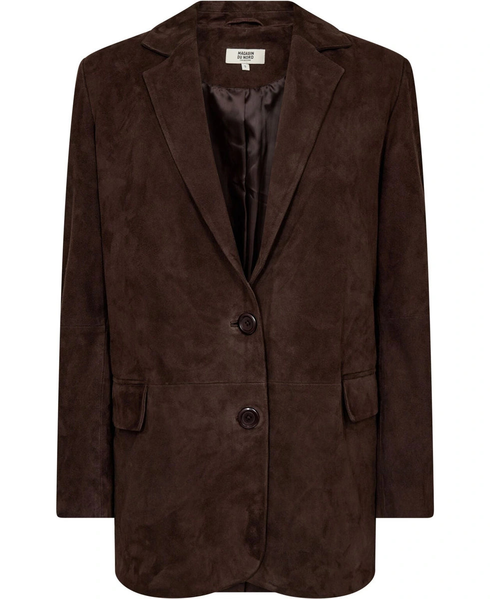 Kaffebrun blazer i ruskind fra Magasin du Nord Collection