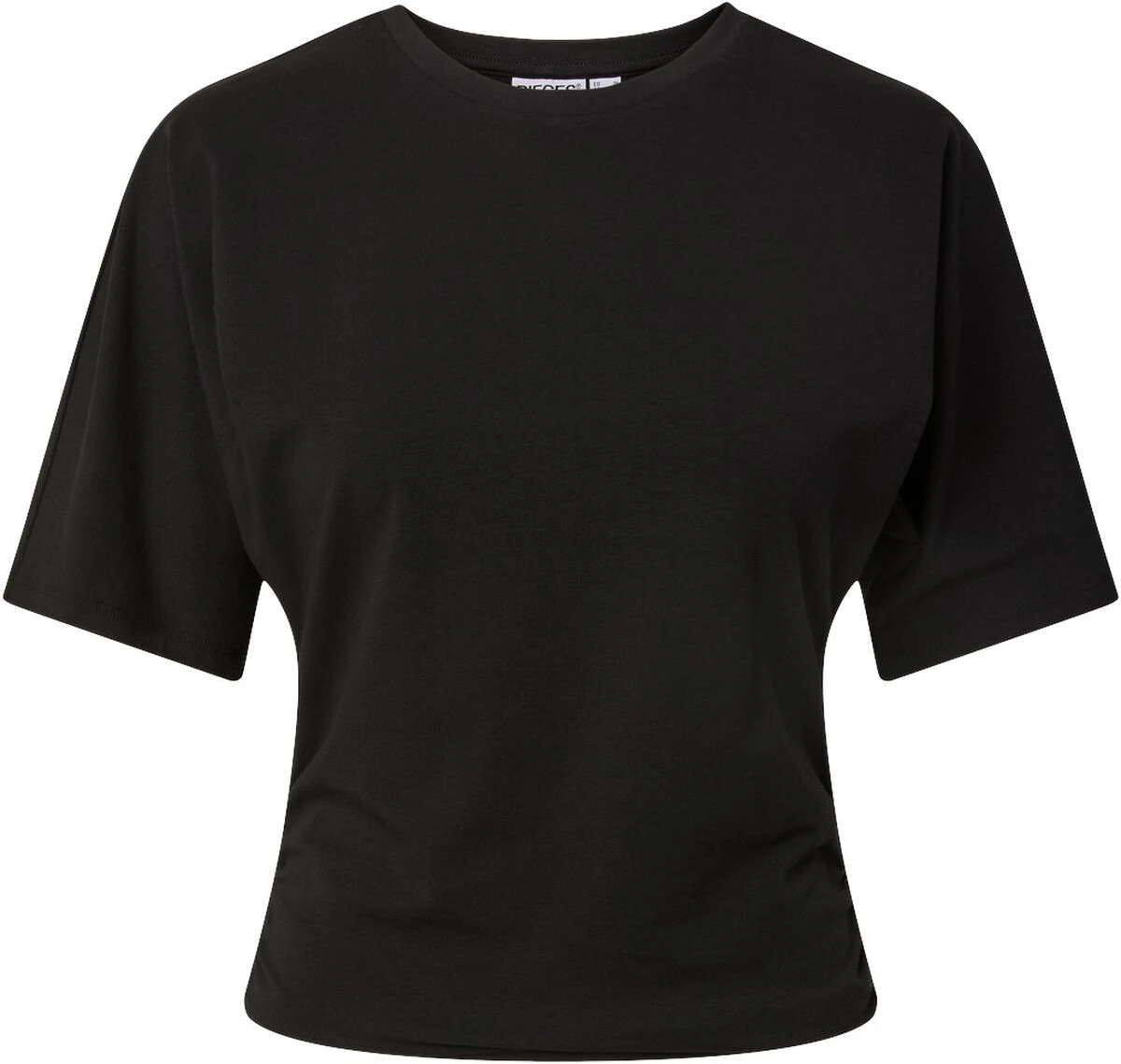 Sort PCAlli T-shirt med rynkning i siden fra Pieces