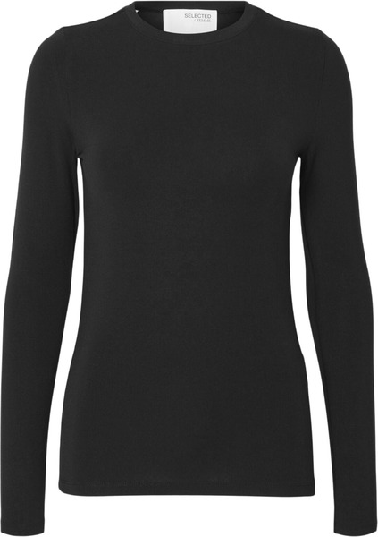 Sort enkel langærmet t-shirt fra Selected