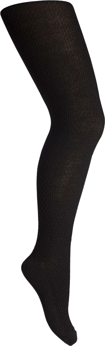Sorte mpWoman Wool Capsule strømpebukser med firkantet mønster