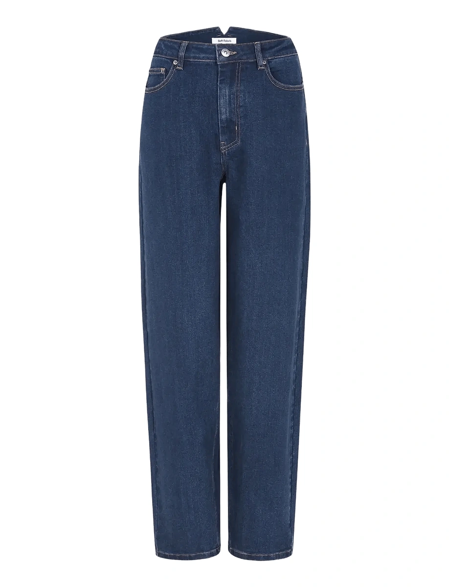 Mørkeblå SRCaja barrel jeans fra Soft Rebels