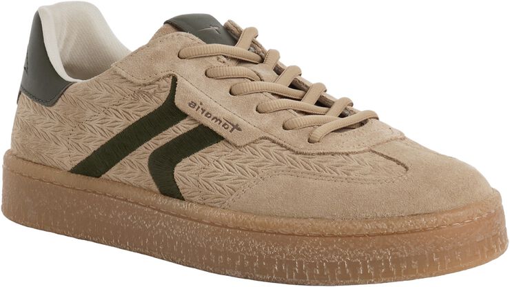 Beige Tamaris 1-23723-44 courtsneaker med grønne striber