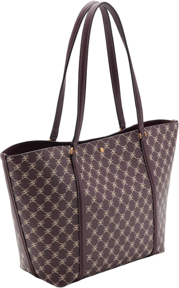 Mørkebrun Mango shopper med monogramprint og lange hanke