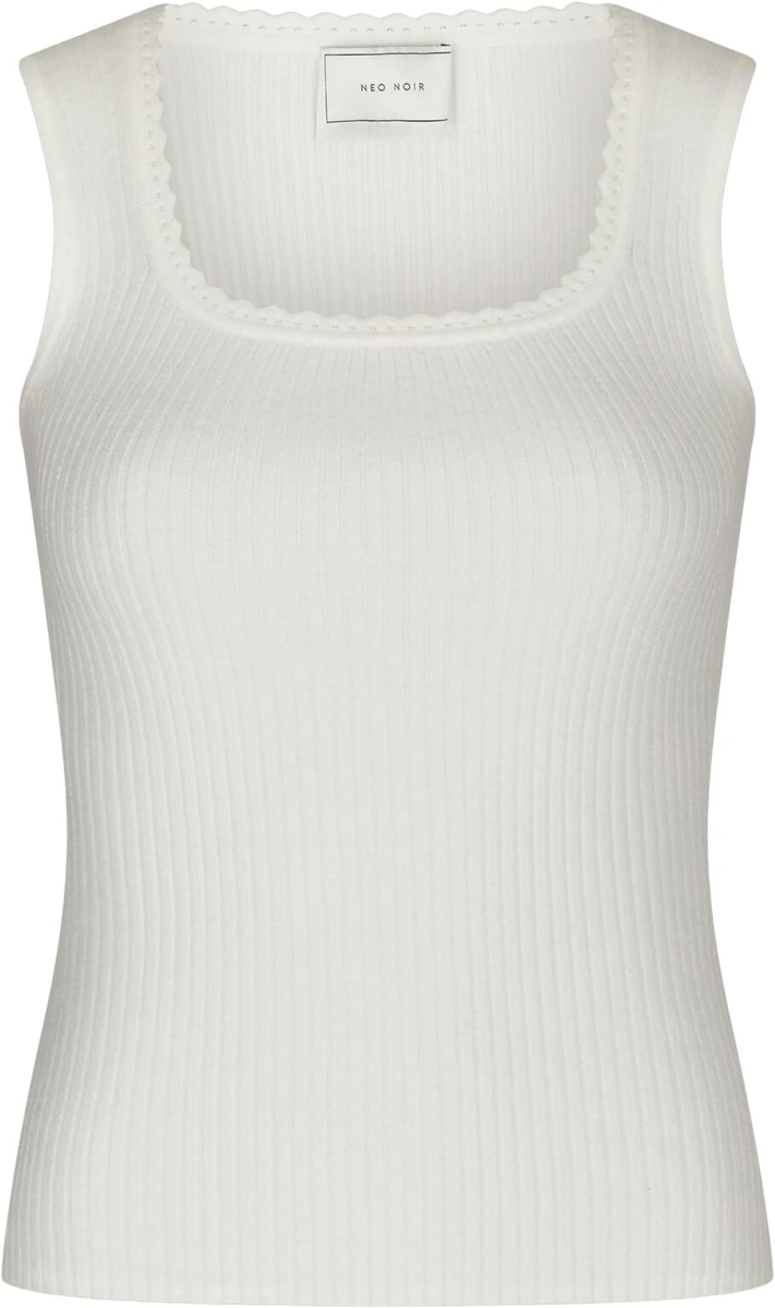 Offwhite Fraline striktop med firkantet hals og blondekant fra Neo Noir
