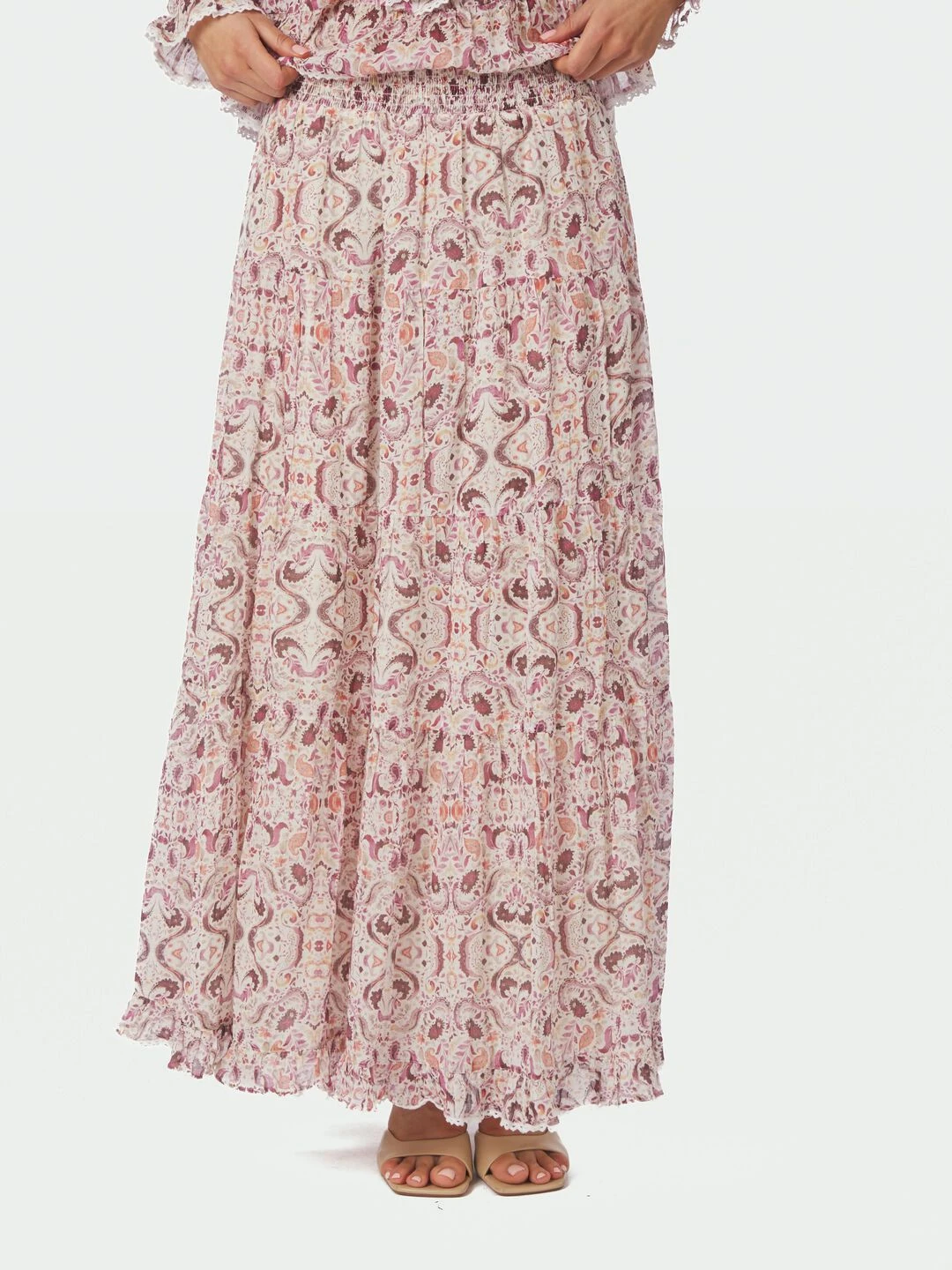 Neo Noir Asta Paisley Dance Skirt i rosa paisley